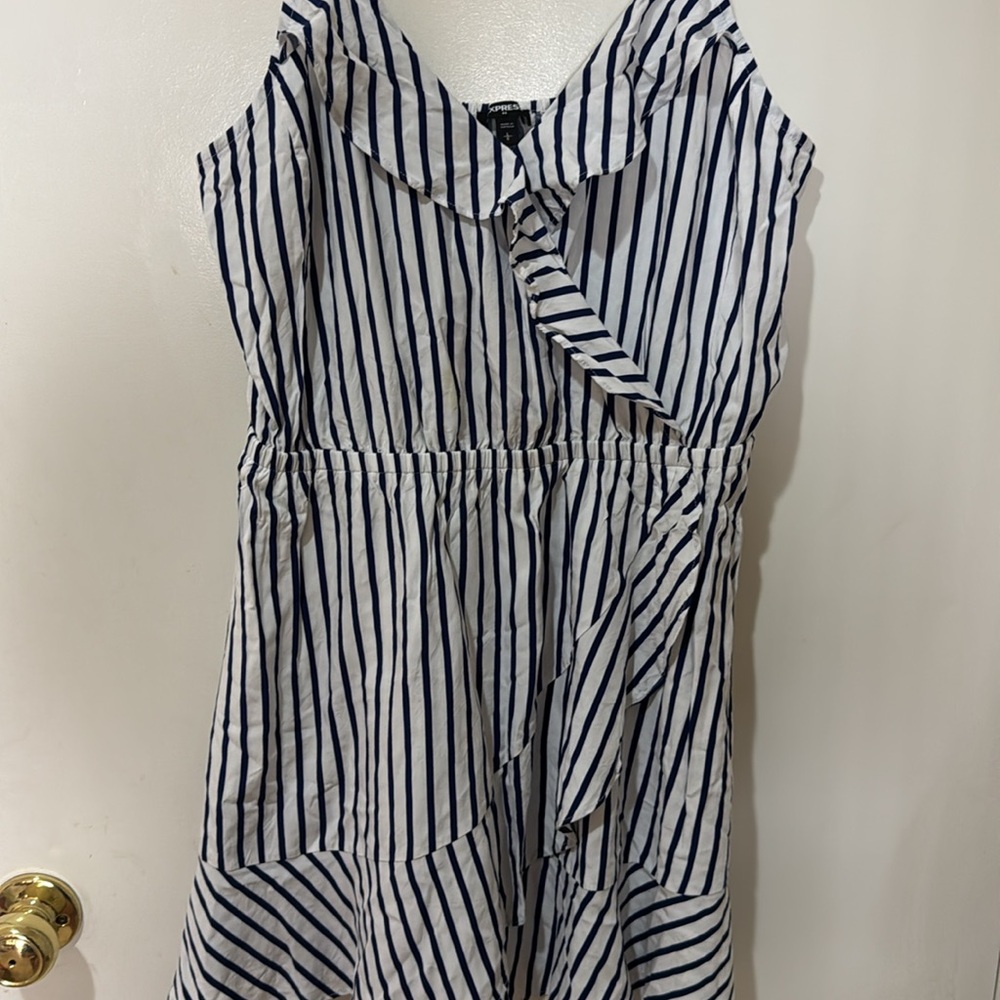 Express Striped Ruffle Wrap Cami Dress - Picture 5 of 10